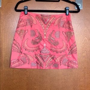 Pink skirt with gold & silver stitch detail